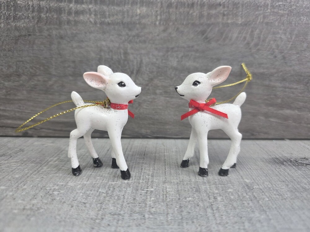 Target Wondershop Retro Small White Reindeer Fawn Christmas Ornament Lot 281c